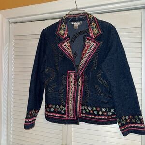 Embroidered Denim Jacket Y2K
